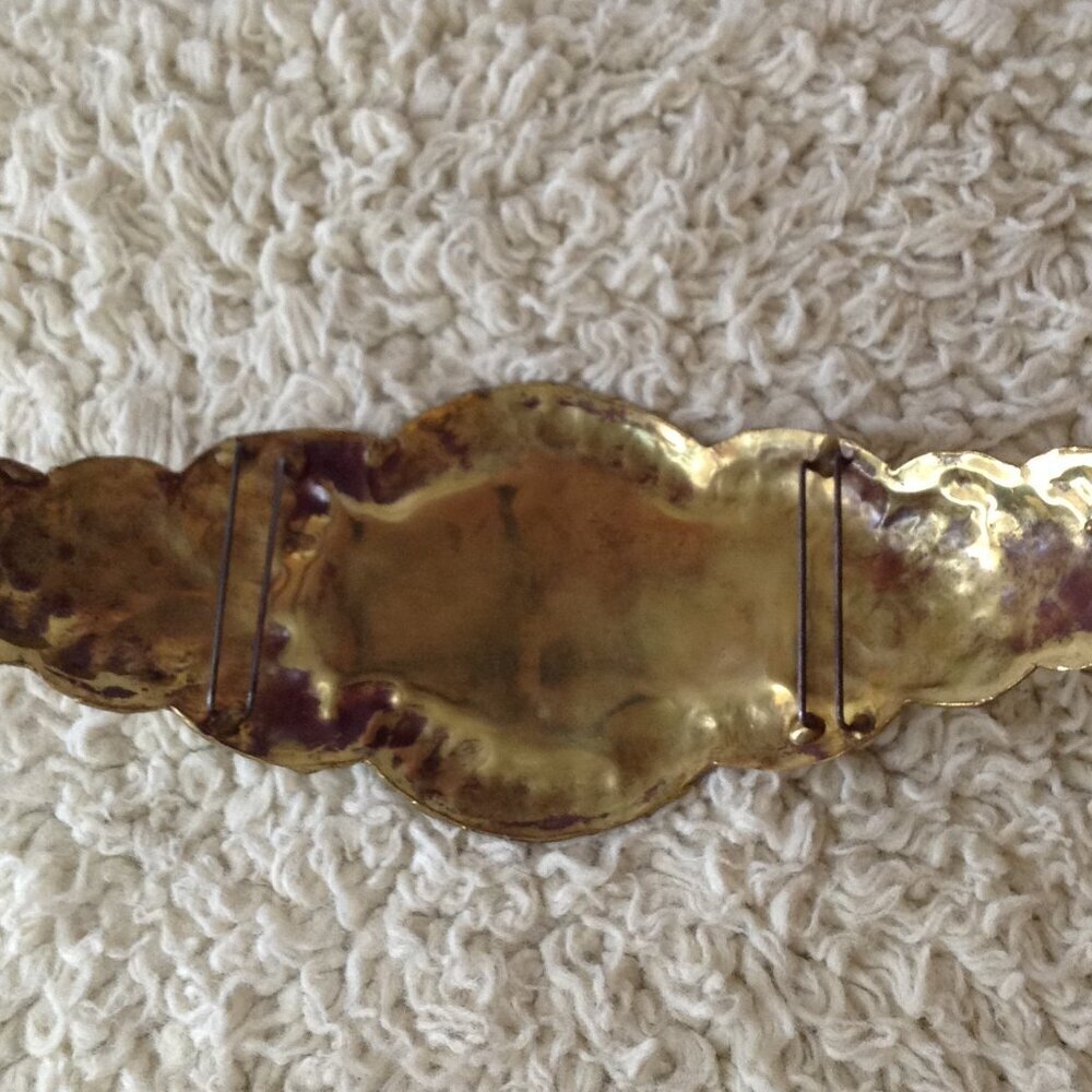 VTG Brass & Copper Belt Buckle, Large sized; Scalloped, Avant Garde, Chic Unique - Picture 2 of 2